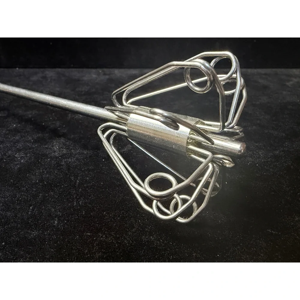 Vintage Orange Hand Push Whisk Mechanical Rotary Egg Beater Milk Frother Tool